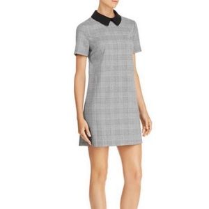 Aqua Collared Black and White Plaid Dress